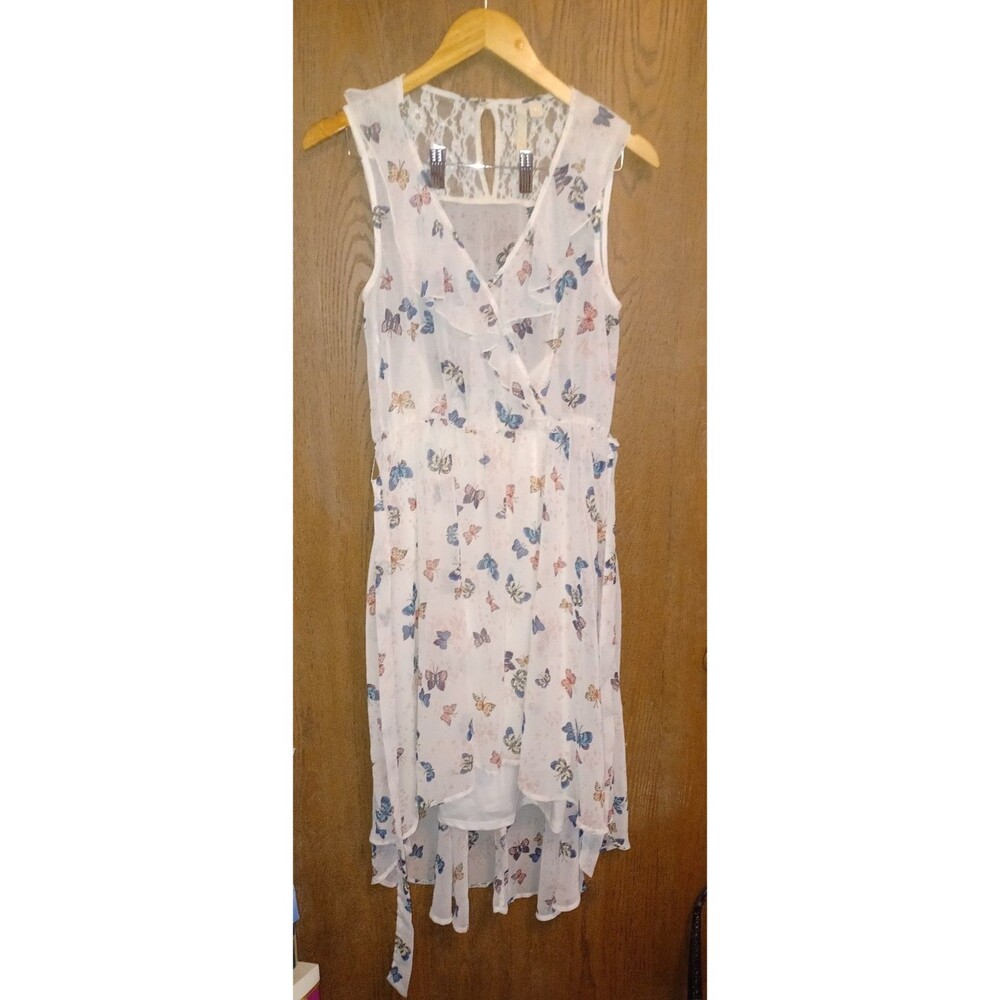 Disney Cinderella Juniors Hi Low Butterfly Print Dress Size Large